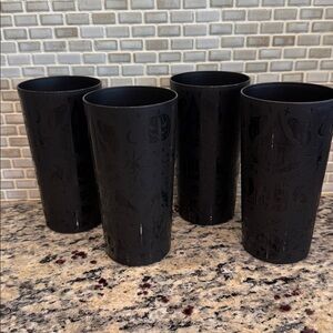 New Mainstays Set of 4 Black Bat Pattern Plastic Cups